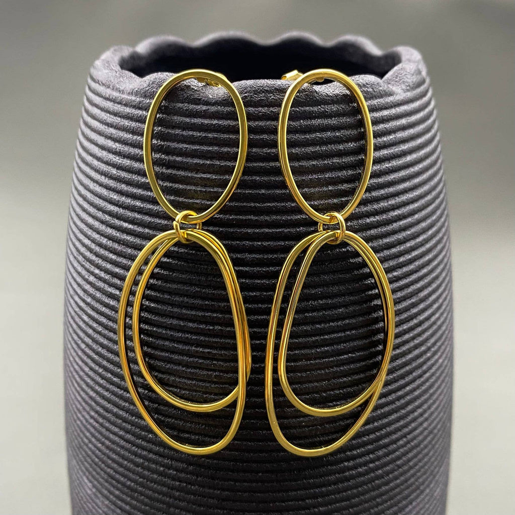 18K Plated Coil Dangle Earrings