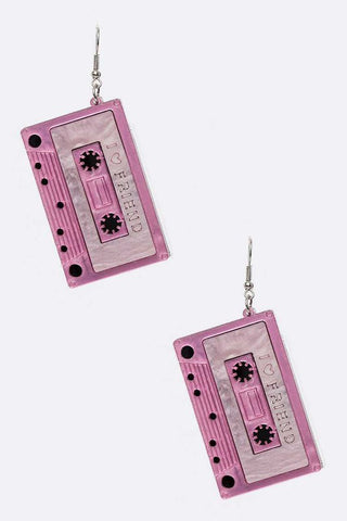 Triple Flower Drop Earrings: Pink