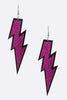 Glitter Lightning Bolt Earrings: Fuschia