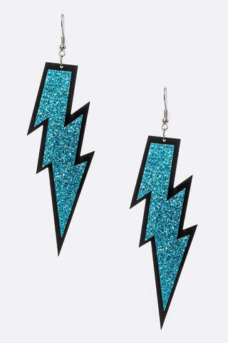 Glitter Lightning Bolt Earrings: Gold