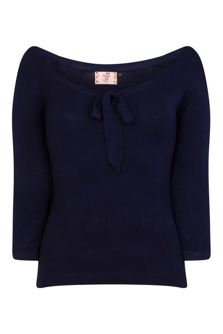 Pretty Illusion Knit Top: Navy
