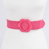 Faux Straw Elastic Belt: Pink Daisy