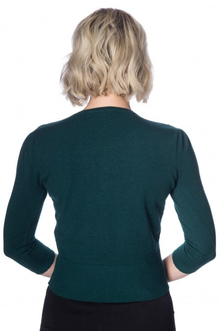 Curious Kitty Cardigan: Forest Green