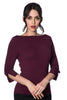 Boatneck Beauty Knit Top: Burgundy