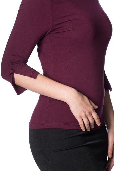 Boatneck Beauty Knit Top: Burgundy