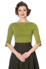 Boatneck Beauty Knit Top: Moss Green