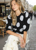 Polka Dot Short Sleeve Knitted Sweater