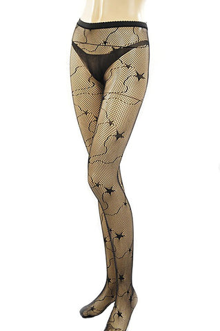 Flocked Musical Notes Tights: One Size