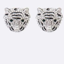Rhinestone Tiger Earrings