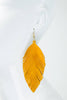 Genuine Leather Leaf Earrings:Turquoise