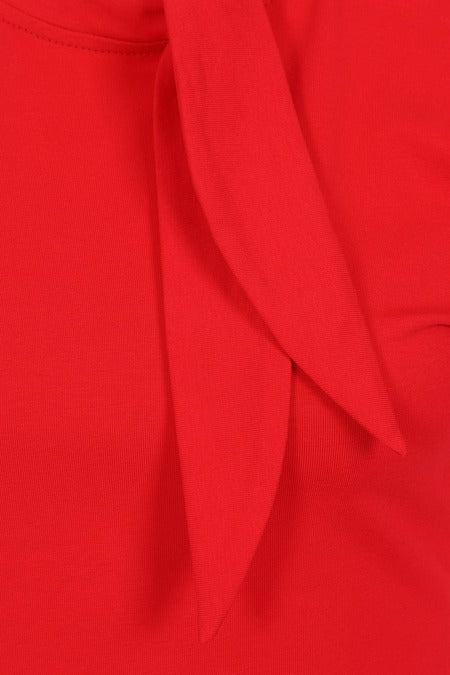 Oui Oui Tie Neck Top: Red