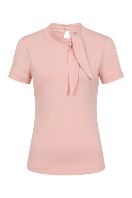 Oui Oui Tie Neck Top: Soft Pink