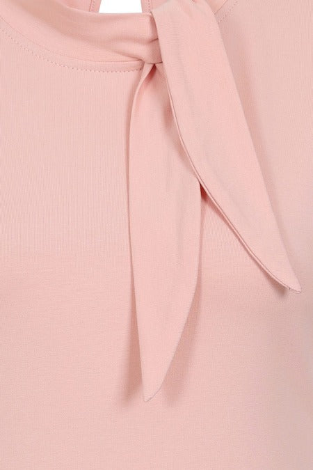 Oui Oui Tie Neck Top: Soft Pink