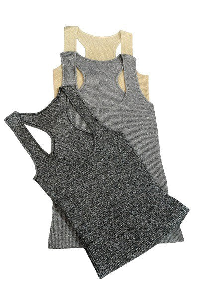 Silver Lurex Racerback Tank
