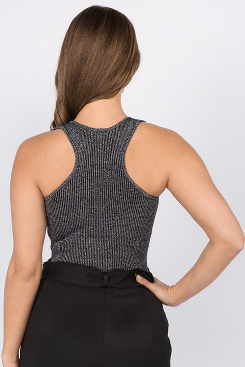 Silver Lurex Racerback Tank
