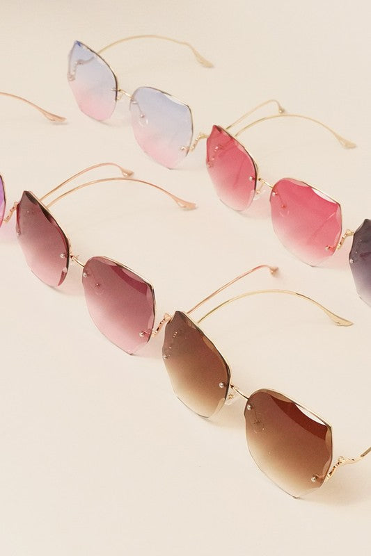 Wave-Cut Rimless Sunglasses