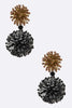 Beaded Ball Drop Earrings: Black-Gold