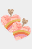 Three Tone Painted Heart Earrings