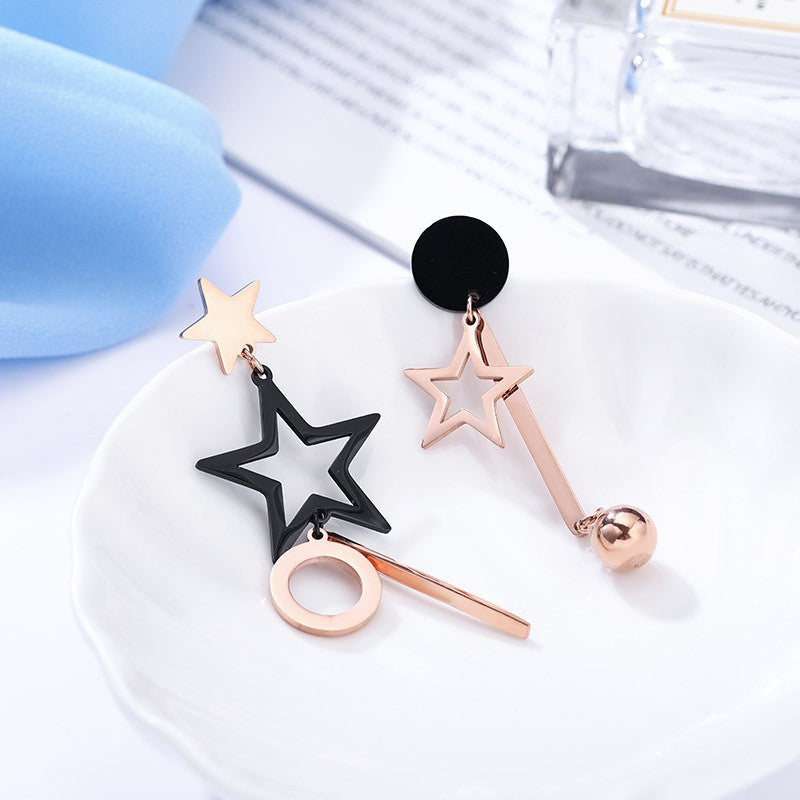Stainless Steel Star Drop Earrings