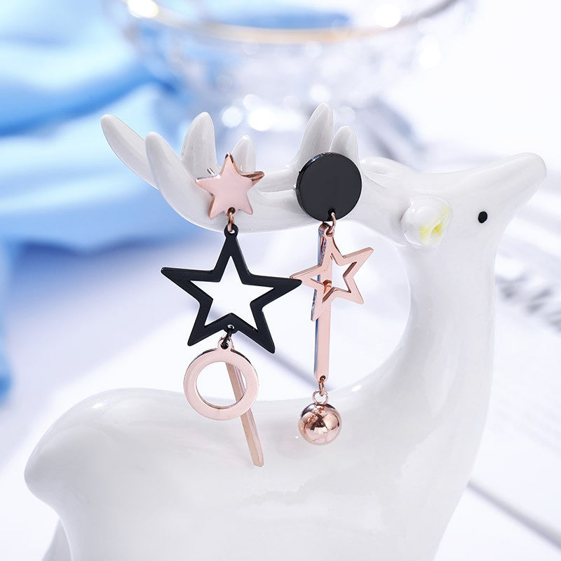Stainless Steel Star Drop Earrings