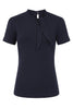 Oui Oui Tie Neck Top: Navy