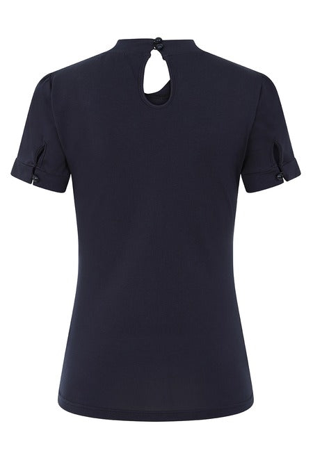 Oui Oui Tie Neck Top: Navy