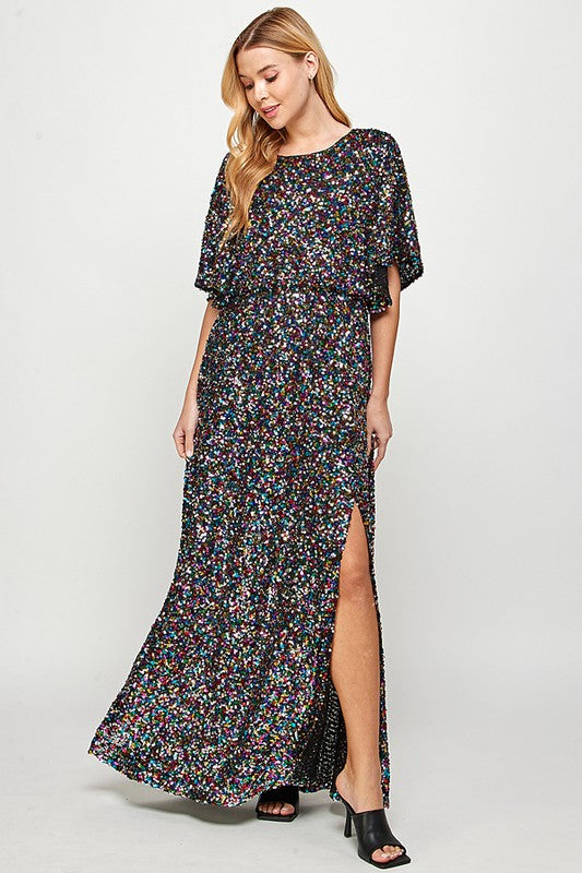 Galaxy Glam Sequin Maxi Dress