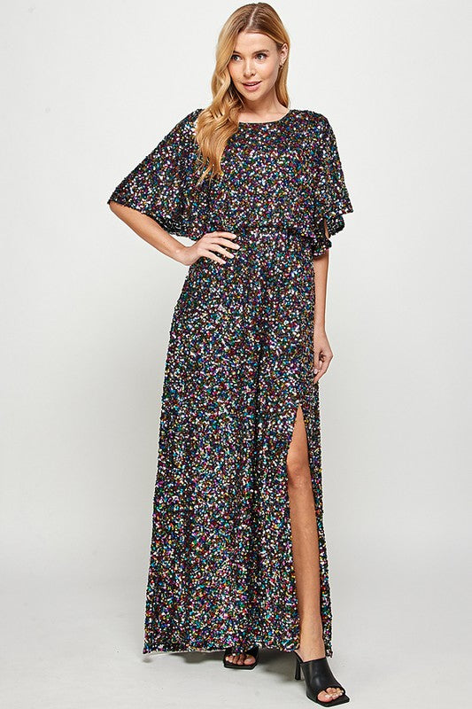 Galaxy Glam Sequin Maxi Dress