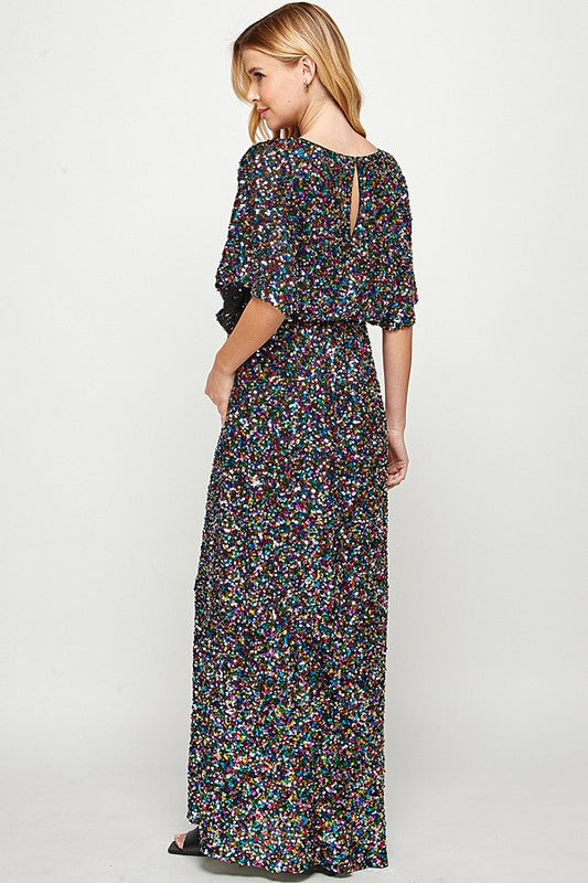 Galaxy Glam Sequin Maxi Dress