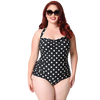 Vintage Style 1 Piece Swimsuit: White on Black Dots