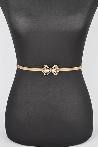 Plus Size Sequin Floral Belt: Gold