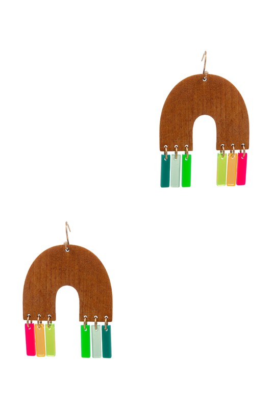 Light Rainbow Wood Earrings
