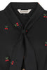 Cherry Embroidered Blouse: Black