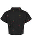 Cherry Embroidered Blouse: Black