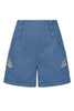 Denim Swallows Hi-Waist Shorts