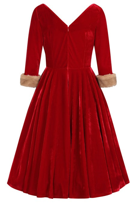 Red Velvet White Christmas Dress