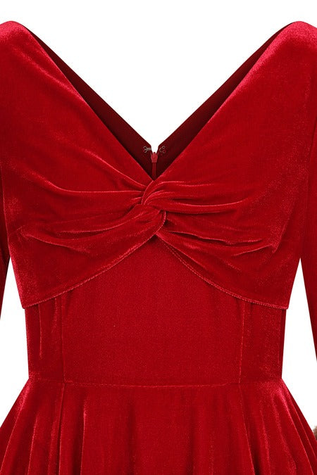 Red Velvet White Christmas Dress