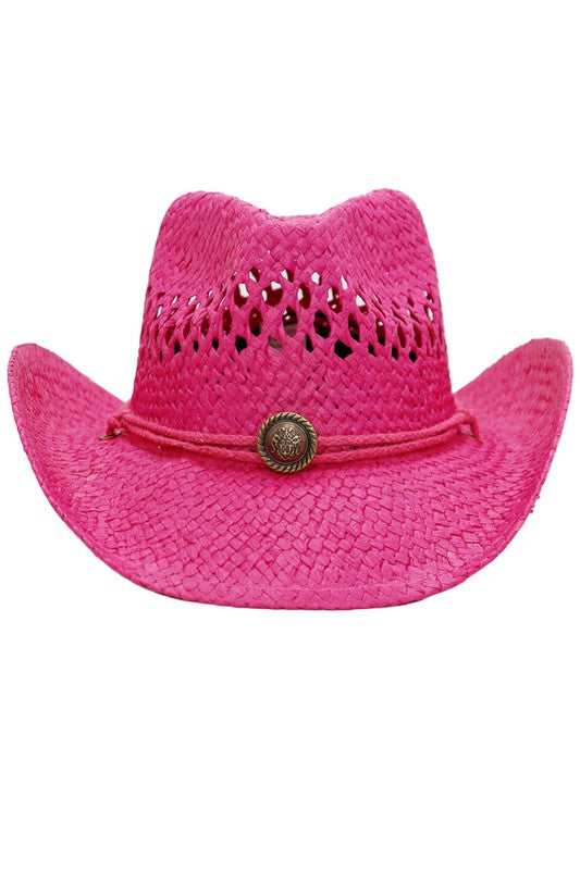Open Weave Hot Pink Cowgirl Hat