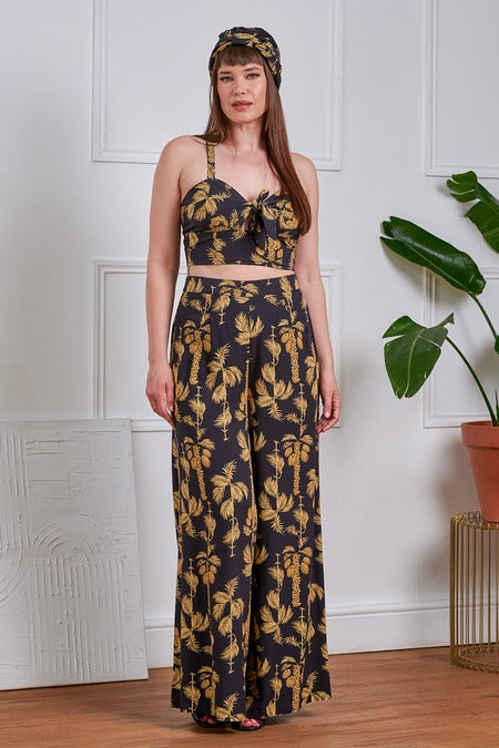 Golden Palm Palazzo Pants