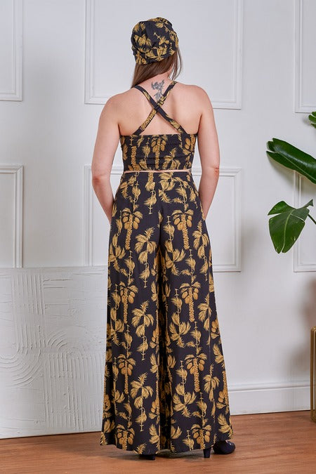 Golden Palm Palazzo Pants
