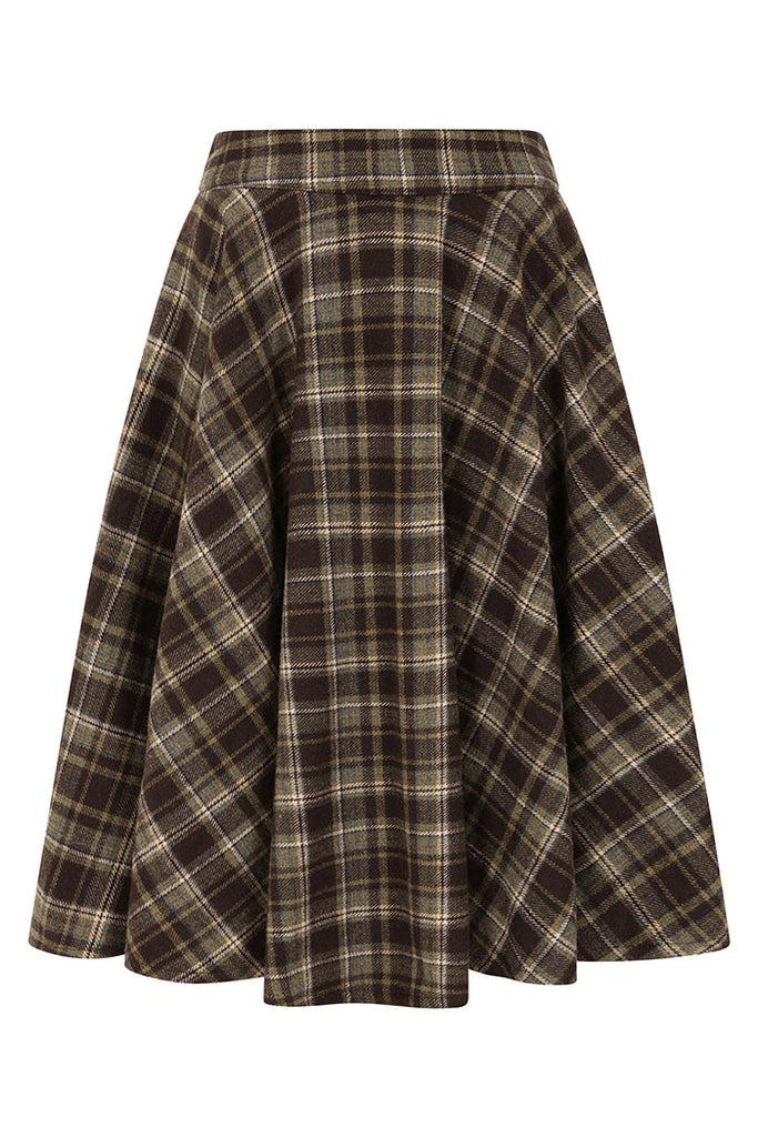 Classic Check Wool Blend Book Skirt: Caramel