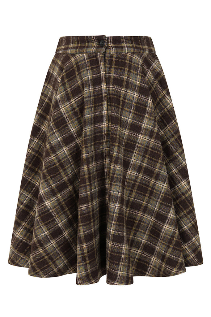 Classic Check Wool Blend Book Skirt: Caramel