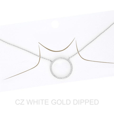 Gold Plated Pave Circle Necklace