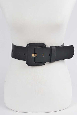 Faux Leather Buckle Belt: White