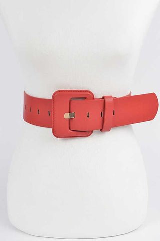 Faux Leather Buckle Belt: Olive