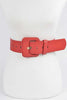 Faux Leather Buckle Belt: Red