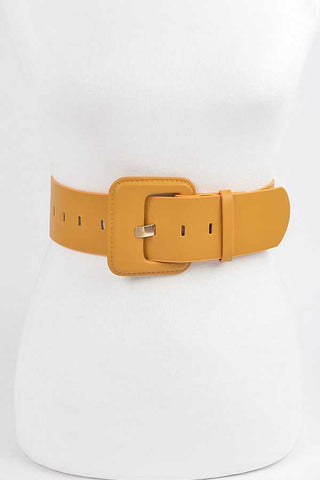 Faux Leather Buckle Belt: White