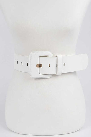 Faux Leather Buckle Belt: Hot Pink