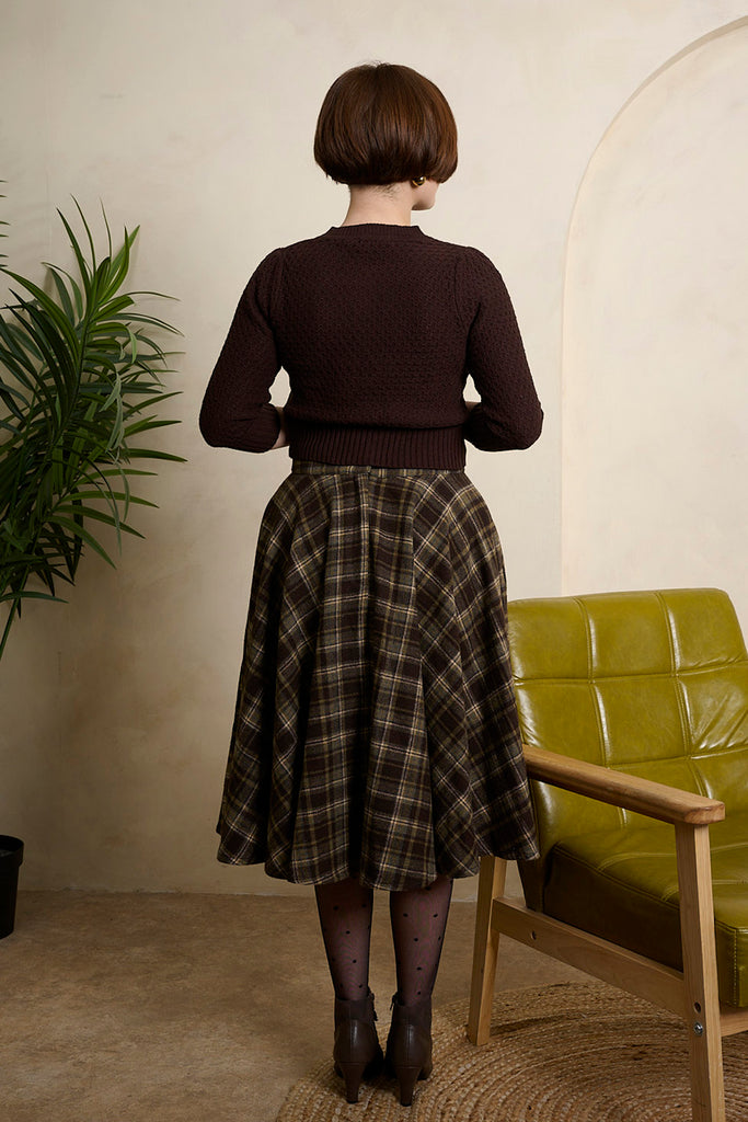 Classic Check Wool Blend Book Skirt: Caramel