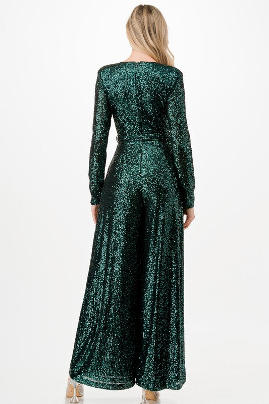 Forest Sparkle Sequin Jumpsuit